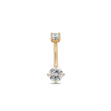 14kt Gold Double Prong Set Navel Bar