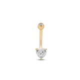 14kt Gold Heart Prong Set Navel Bar