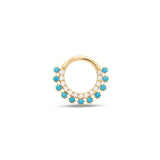 14kt Gold Paved Crystals With Blue Stones Hinged Ring