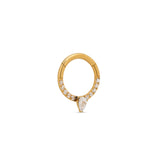 24kt Gold PVD Titanium Forward Facing Jeweled Spike Hinged Ring