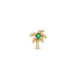 14kt Gold Threadless - Palm Tree w Green Jewel