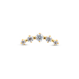 24kt Gold PVD Titanium Internally Threaded 5 Stone Curved Tiara Attachment