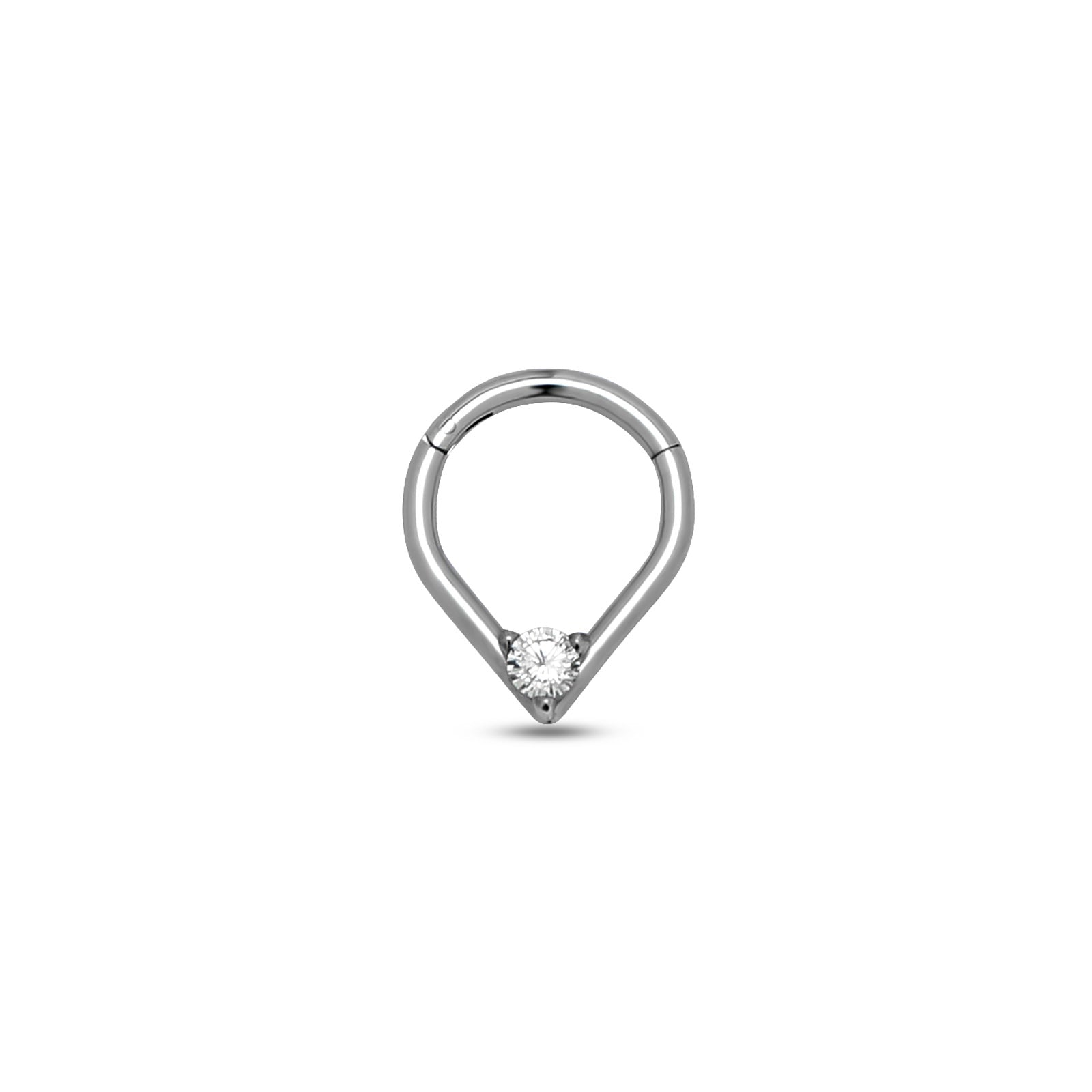 Tear Hinged Ring w Jewel Trident Fine Body Jewelry