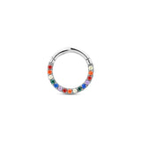 Forward Facing Hinged Jeweled Segment Rainbow Color