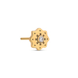 24kt Gold PVD Titanium Threadless Geometric Flower with Crystal Attachment