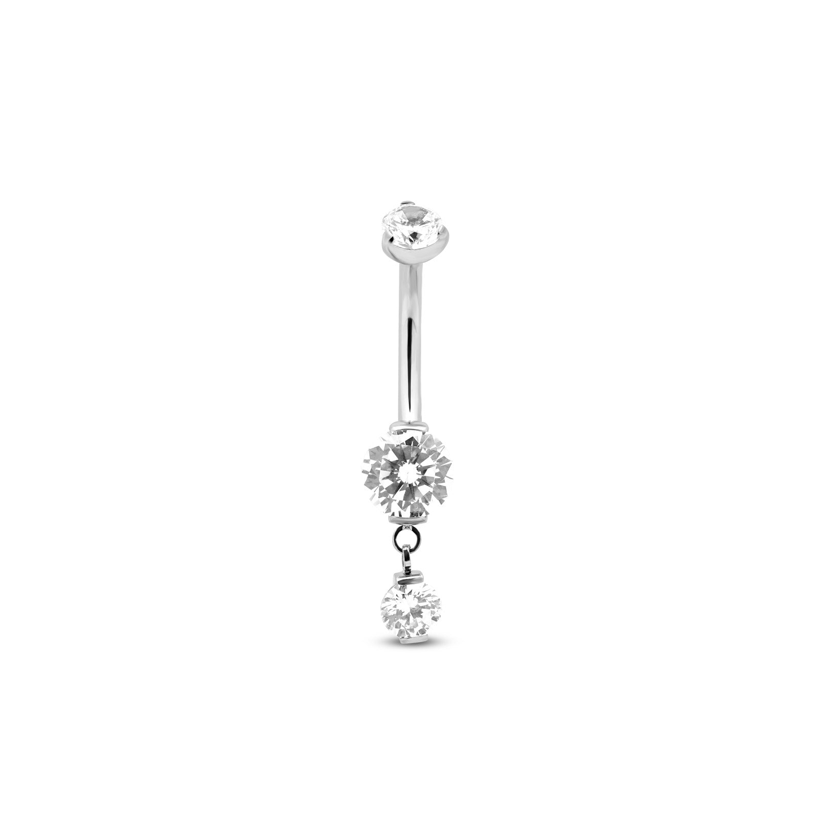 Internal Threaded 1 Drop Jeweled Prong Set Navel Trident Fine Body