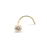 14kt Claw Set Round Yellow Gold Nose Stud