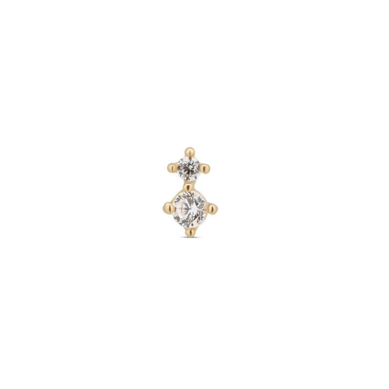 14kt Gold Threadless - 2 Stone Prong Set Round 1mm - 2mm Attachment - Lab Grown Diamond