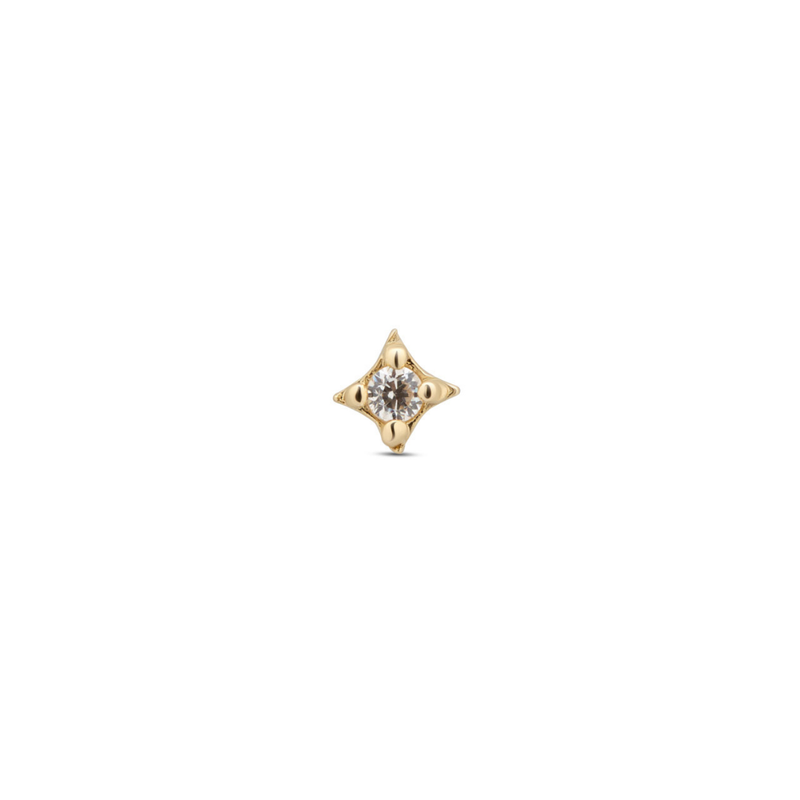 14kt Gold Threadless - Isotoxal Star w Diamond - Lab Grown Diamond