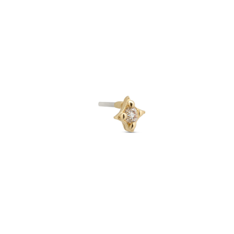 14kt Gold Threadless - Isotoxal Star w Diamond - Lab Grown Diamond