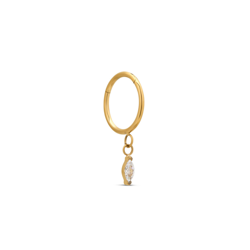 24kt Gold PVD Titanium Hinged Ring w Marquise Dangle