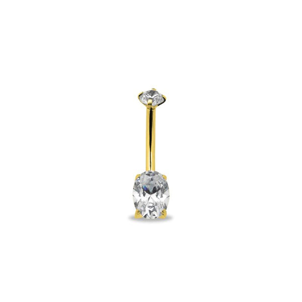 24kt Gold PVD Titanium Internally Threaded Oval Navel