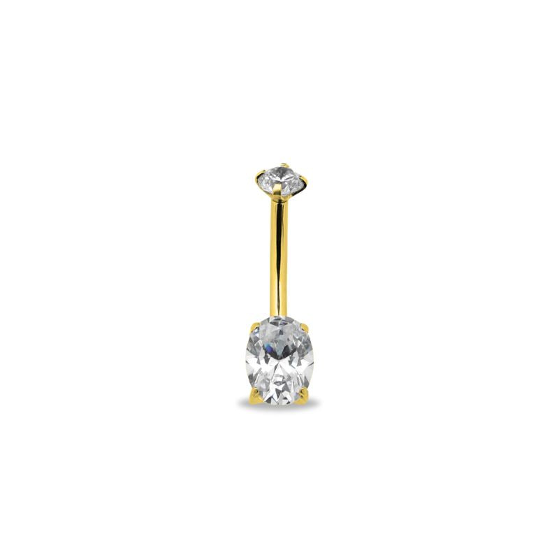 24kt Gold PVD Titanium Internally Threaded Oval Navel