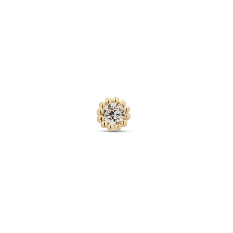 14kt Gold Threadless - Round with 14 bead Attachment - Lab Grown Diamond