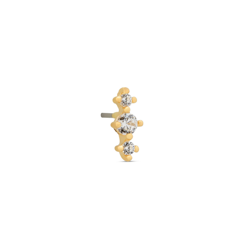 14kt Gold Threadless 3 Stone Prong Set Round 1mm - 2mm Attachment - Lab Grown Diamond