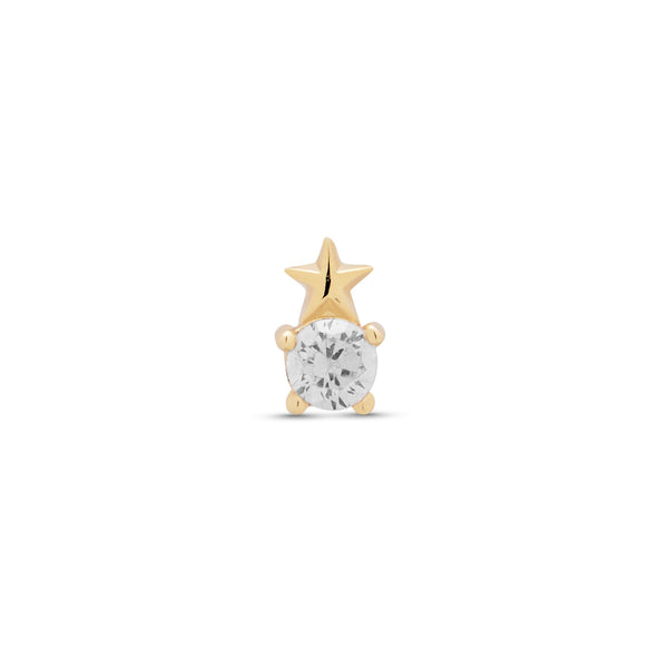 14kt Gold Threadless - Star With Round Jewel