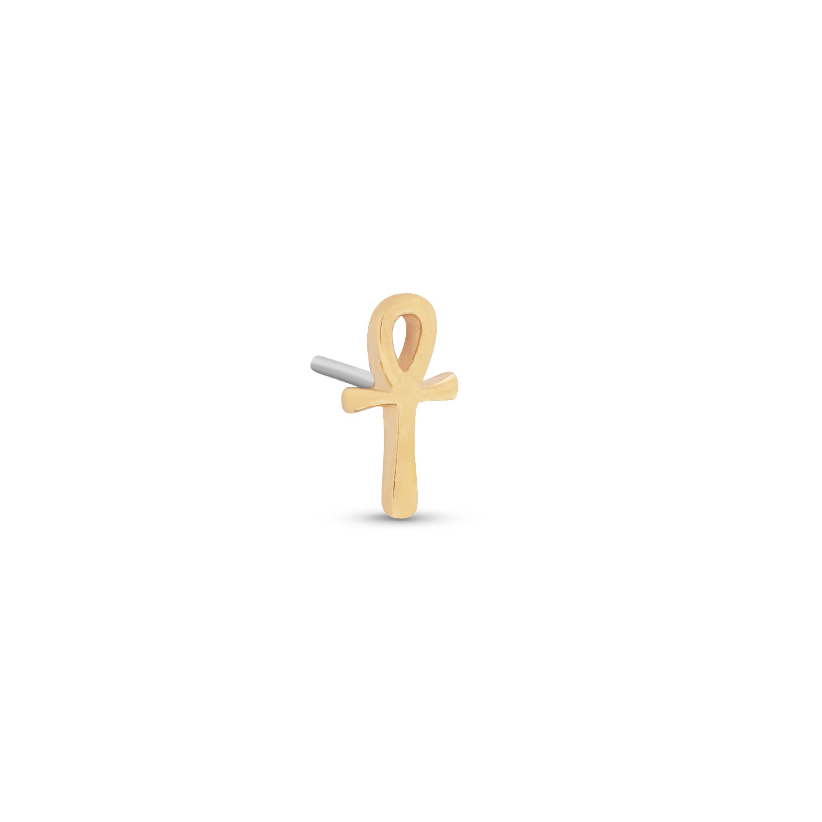 14kt Gold Threadless - Ankh – Trident - Fine Body Jewelry