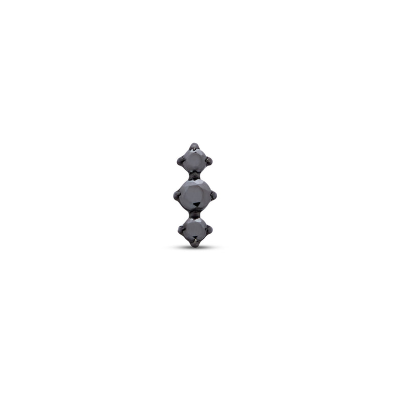 Black Titanium Internal Threaded 3 Prong Set Black Crystal