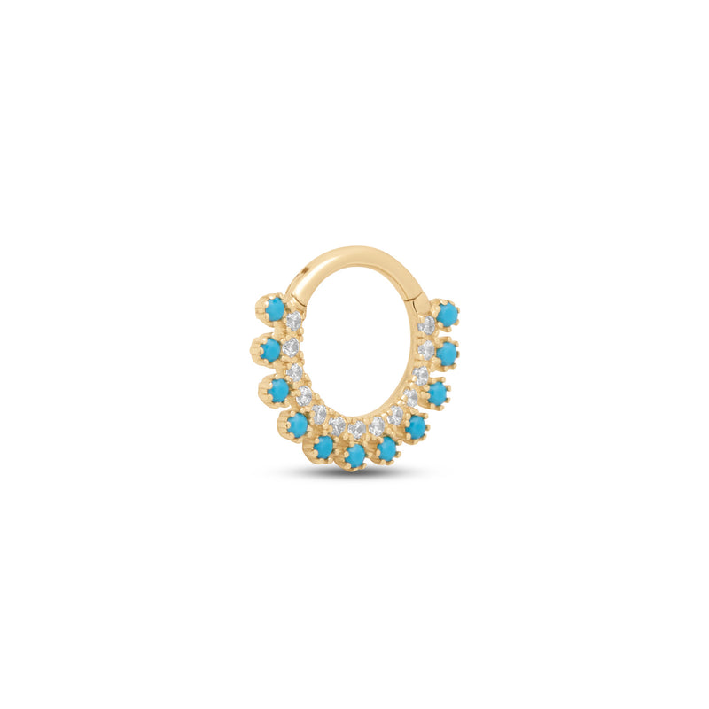 14kt Gold Hinge Ring Paved Crystals With Blue Stones
