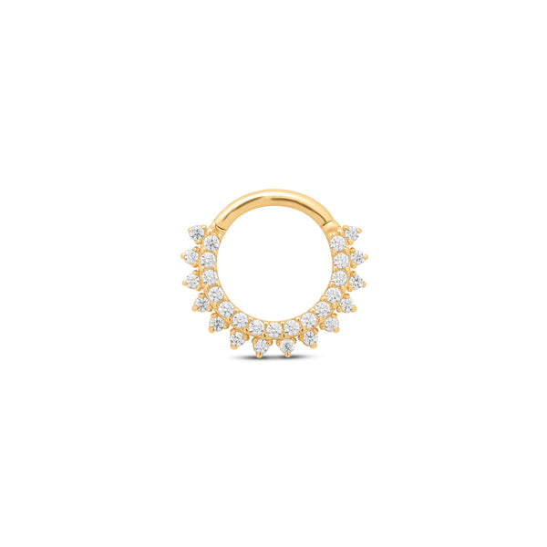 14kt Gold Paved Hinge Ring with Paved Prong Set
