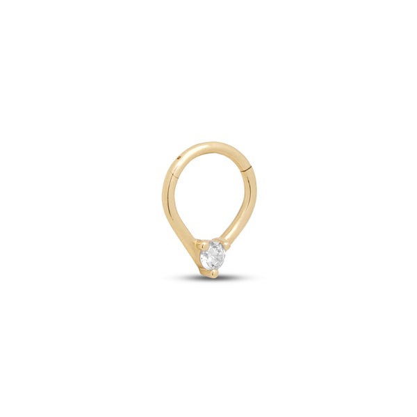 14kt Gold Tear Hinge Ring with Jewel