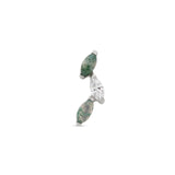 Internally Threaded Tri Marquise Natural Gemstone - Moss Agate Attachment