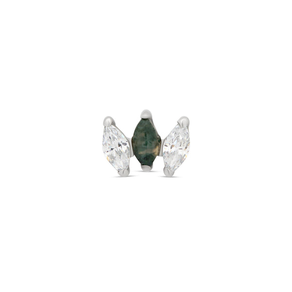 Internally Threaded Marquise Natural Gemstone - Moss Agate Attachment