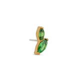 24kt Gold PVD Titanium Threadless Duo Marquise Emerald Attachment