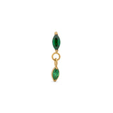 24kt Gold PVD Titanium Threadless Emerald Marquise w Dangle Attachment