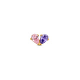 24kt Gold PVD Titanium Threadless 2 Tear Heart Amethyst Attachment