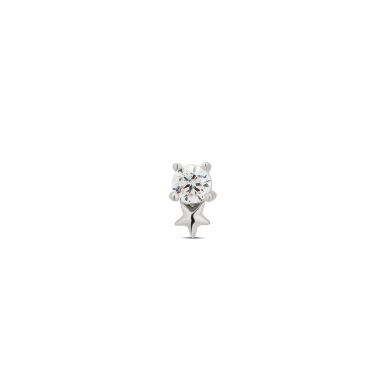 14kt White Gold Threadless - Star with Jewel Attachment