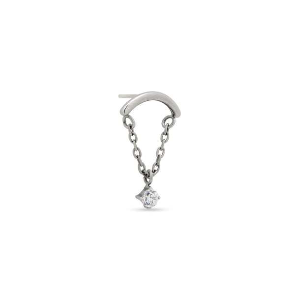 Threadless Curved with Chain and Clear Stone Attachment