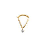 24kt Gold PVD Titanium Threadless Curved with Chain and Clear Stone Attachment