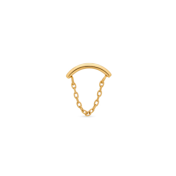 24kt Gold PVD Titanium Threadless Curved with Chain Attachment