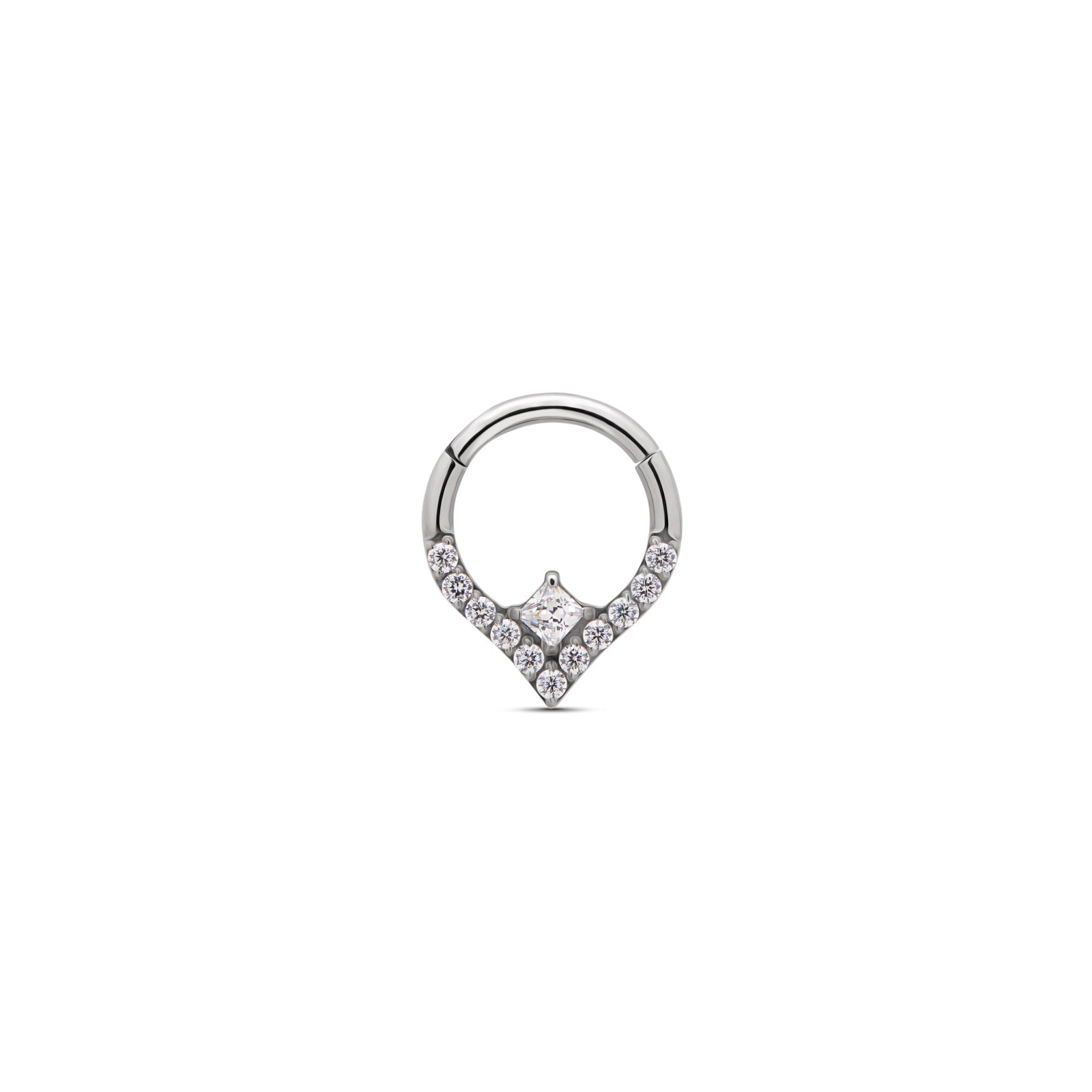 Forward Facing Jeweled Diamond Hinged Ring – Trident - Fine Body Jewelry