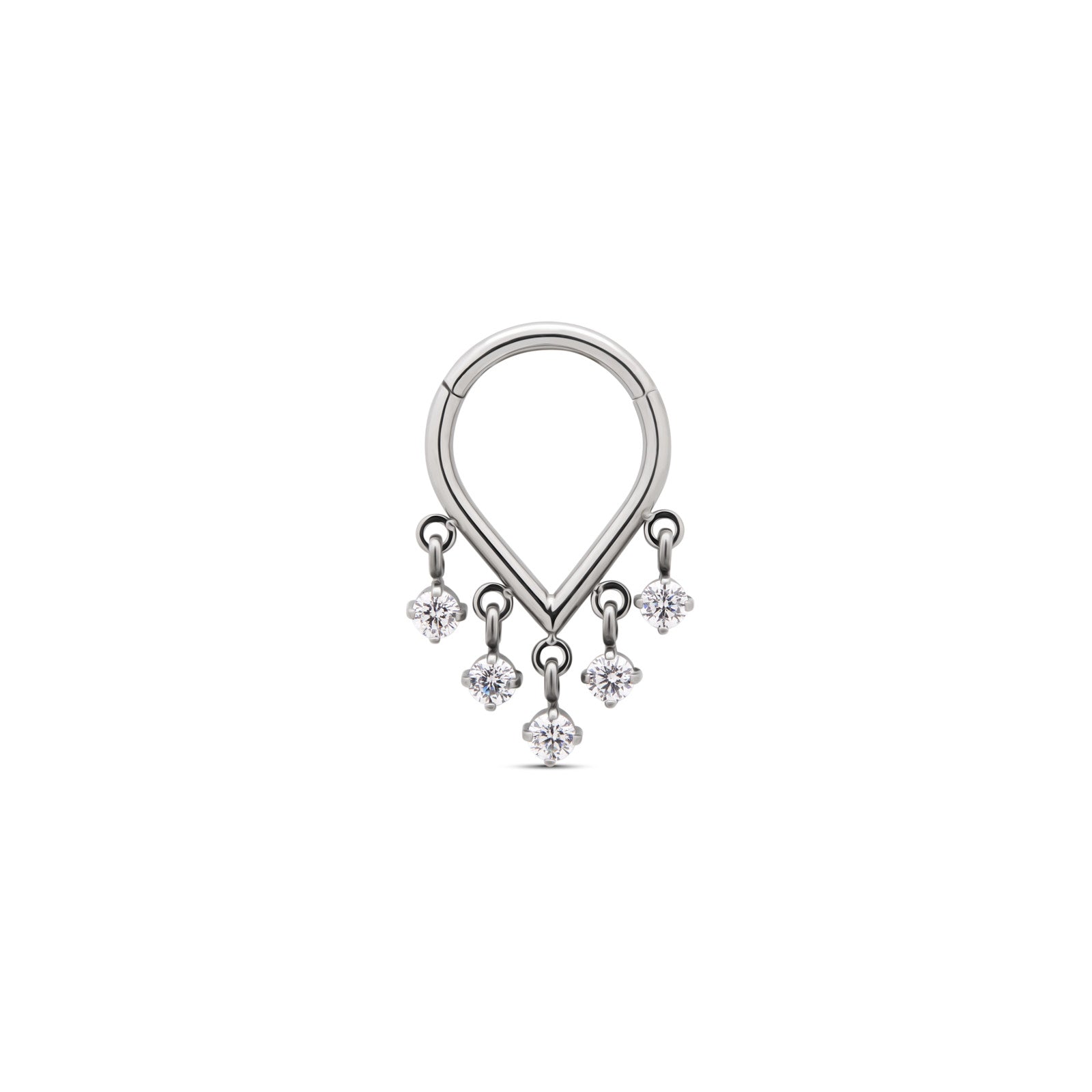 Tear Drop Dangle Hinged Ring – Trident - Fine Body Jewelry