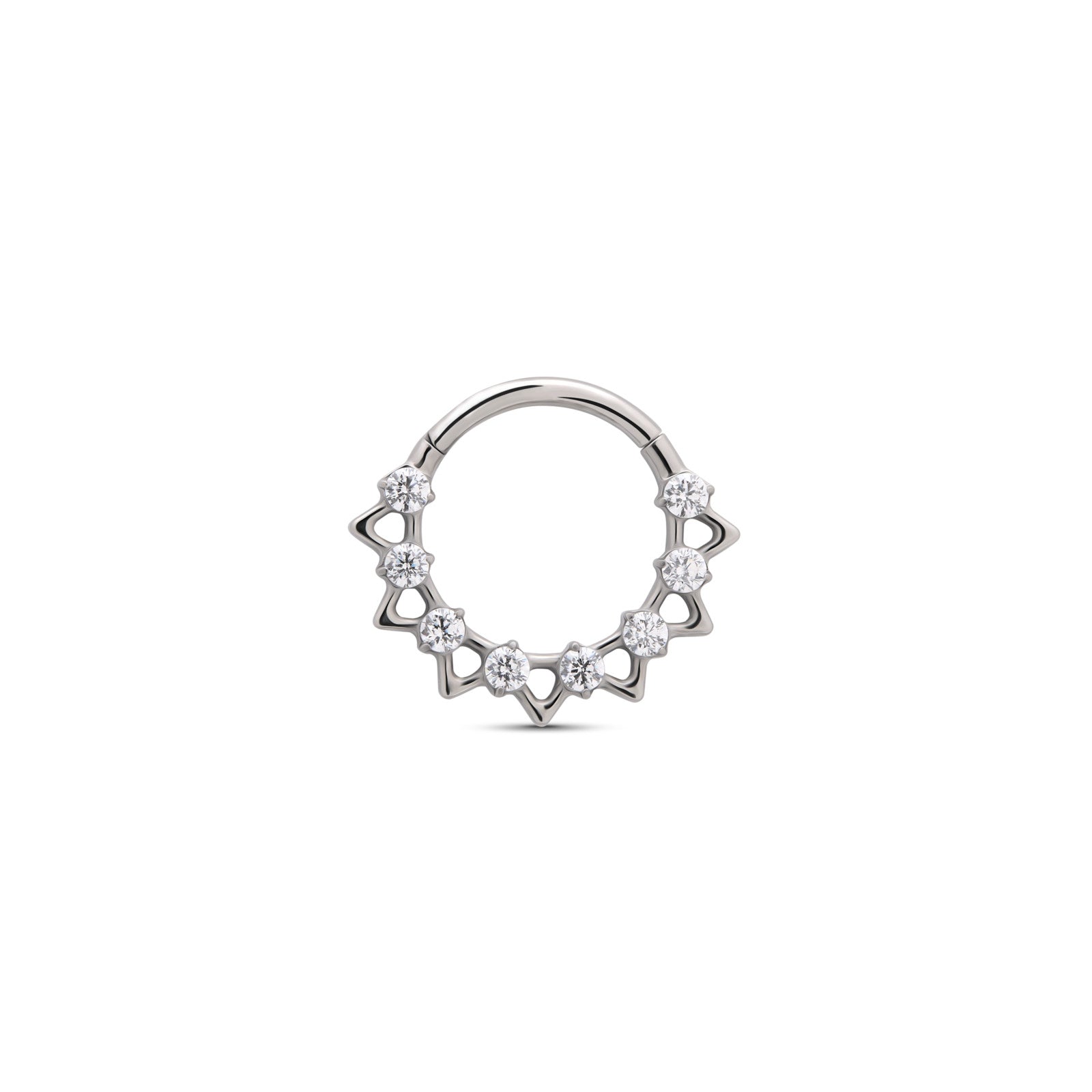 Jeweled Hollow Spike Hinged Ring – Trident - Fine Body Jewelry