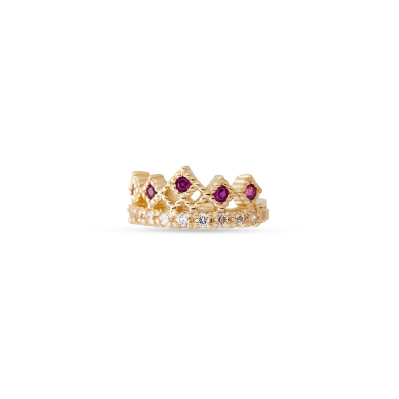 14kt Gold Jewel Crown Hinge Ring