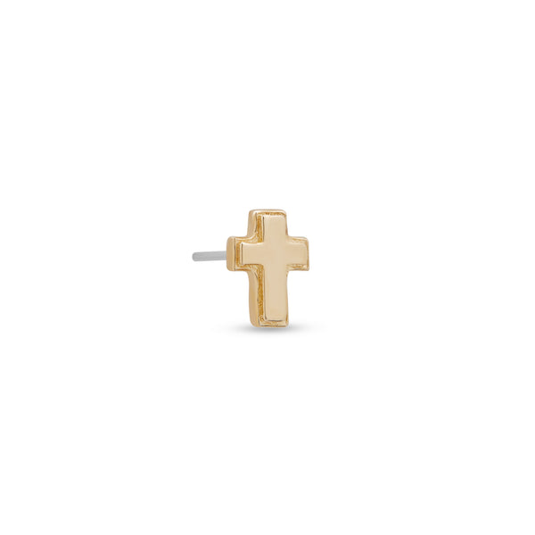 14kt Gold Threadless - Beveled Edge Cross