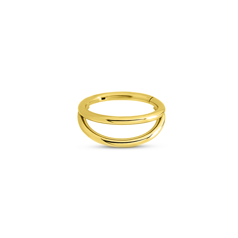 24kt Gold PVD Titanium Double Ring - Hinged Ring
