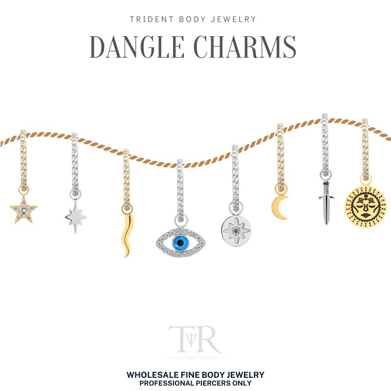 Trident Titanium Dangle 5 Jeweled Bar