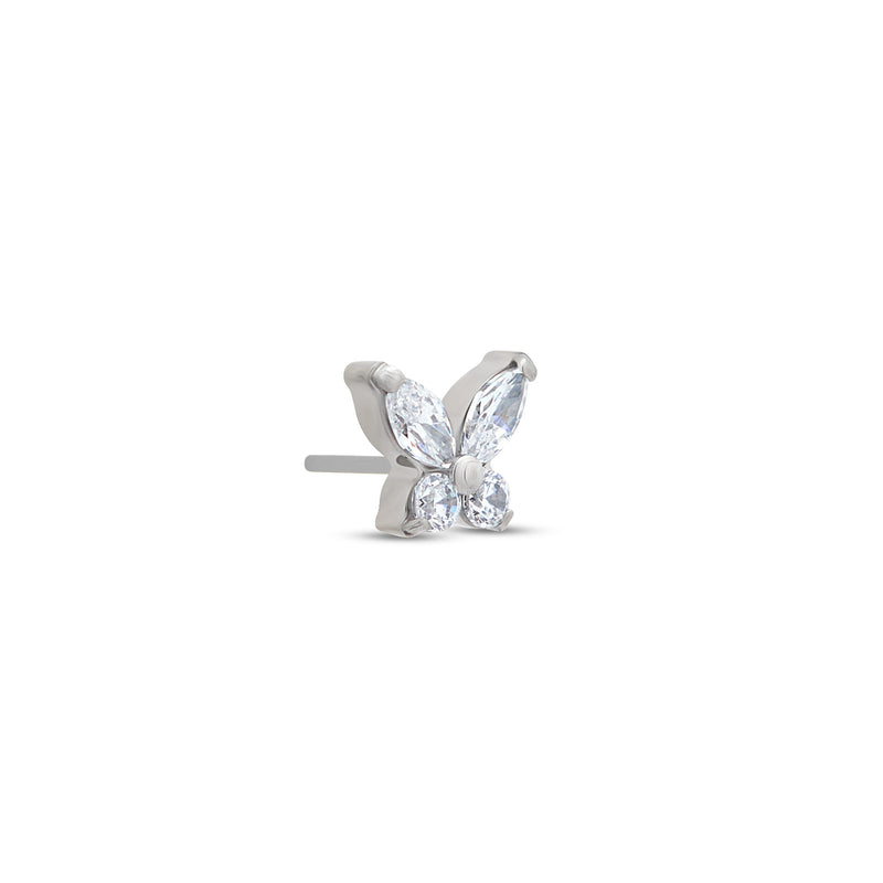 Threadless Titanium Jeweled Butterfly Attachment