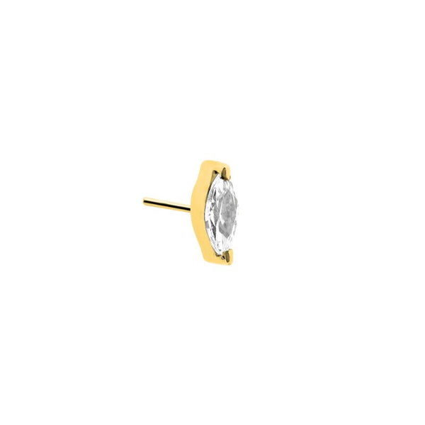 24kt Gold PVD Titanium Threadless Marquise Stone Attachment