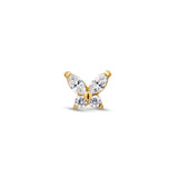 24kt Gold PVD Threadless Titanium Jewel Butterfly Attachment