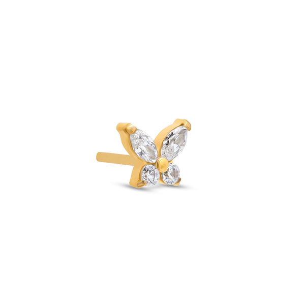 24kt Gold PVD Threadless Titanium Jewel Butterfly Attachment