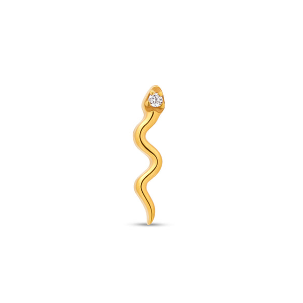 24kt Gold PVD Threadless Gold Snake with Crystal Eye
