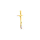 24kt Gold PVD Titanium Threadless Sword Dangle w Oval CZ Attachment