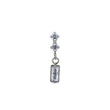 Internally Threaded Titanium Dangle 2 Round Stones w Baguette Attachment