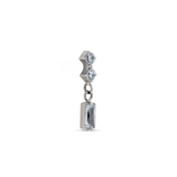 Internally Threaded Titanium Dangle 2 Round Stones w Baguette Attachment