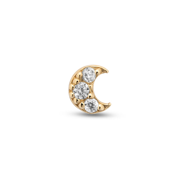 14kt Gold Threadless Crescent Jeweled Crystal Attachment